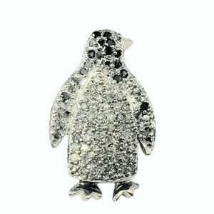 10 Karat White Gold Black and White Diamond Penguin Pendant #21449